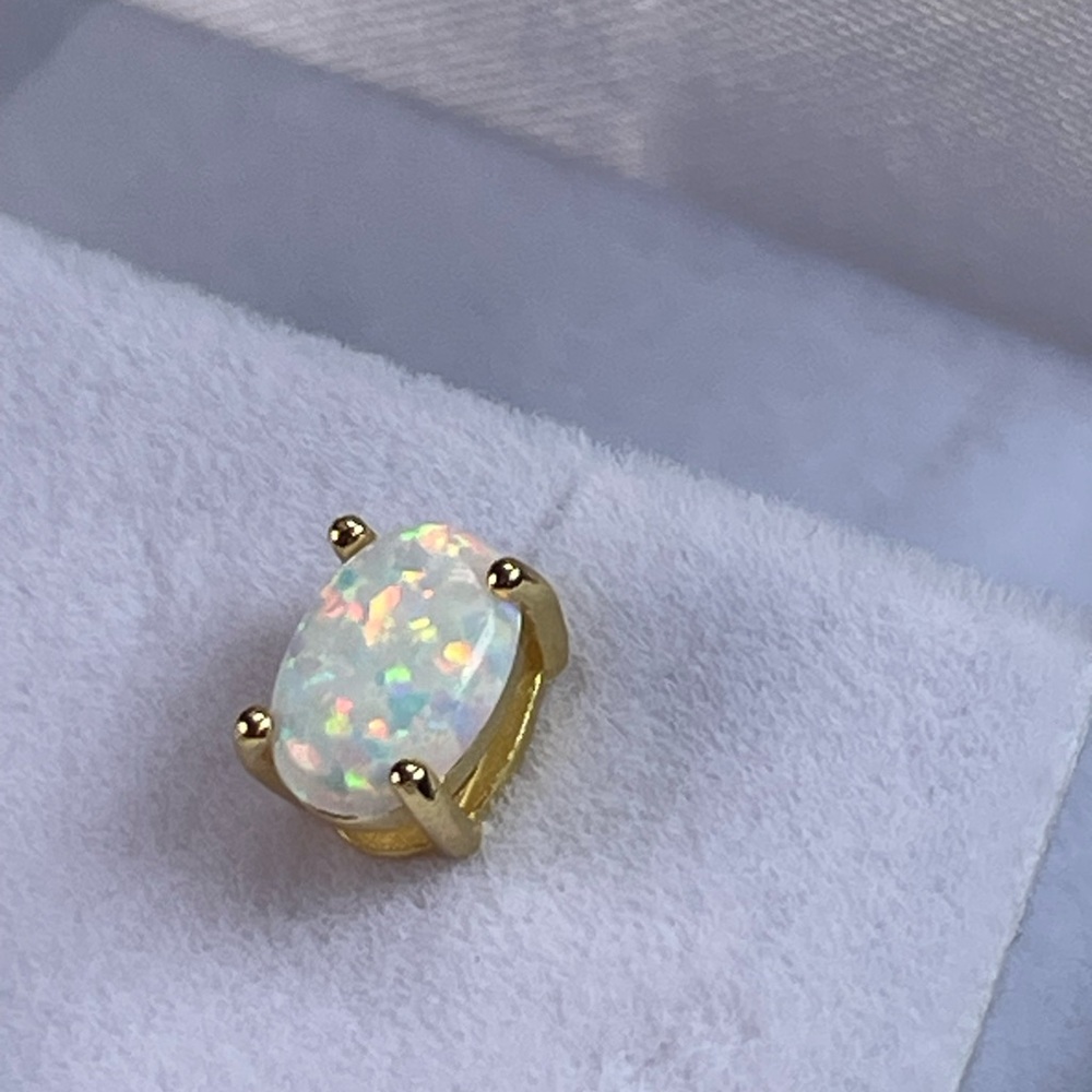 14K 2ct Australian‼️ Opal Stud earrings. SOLID 14K - Picture 9 of 9